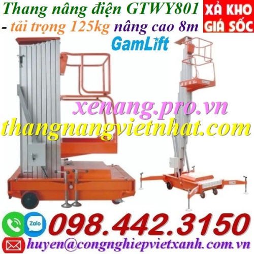 Thang nâng điện trục rút cao 8 mét tải 125kg GAMLIFT GTWY801