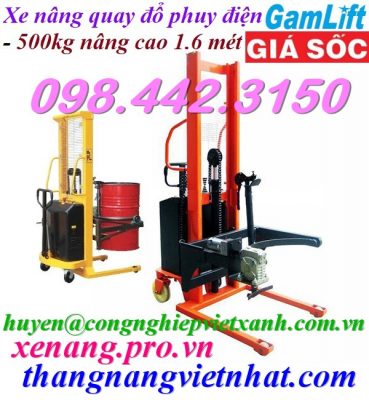 Xe nâng quay đổ phuy bằng điện 500kg