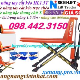 Xe nâng tay cắt kéo trục chéo 1500kg nâng cao 800mm