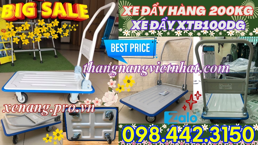 Xe đẩy hàng 4 bánh 200kg