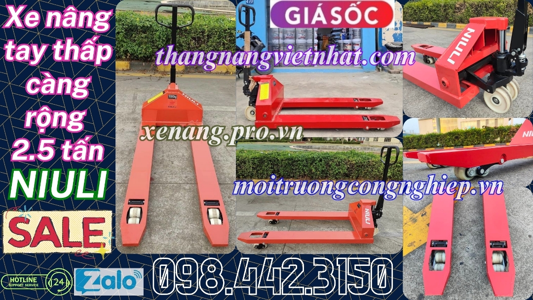 Xe nâng tay thấp càng rộng 5 tấn Niuli