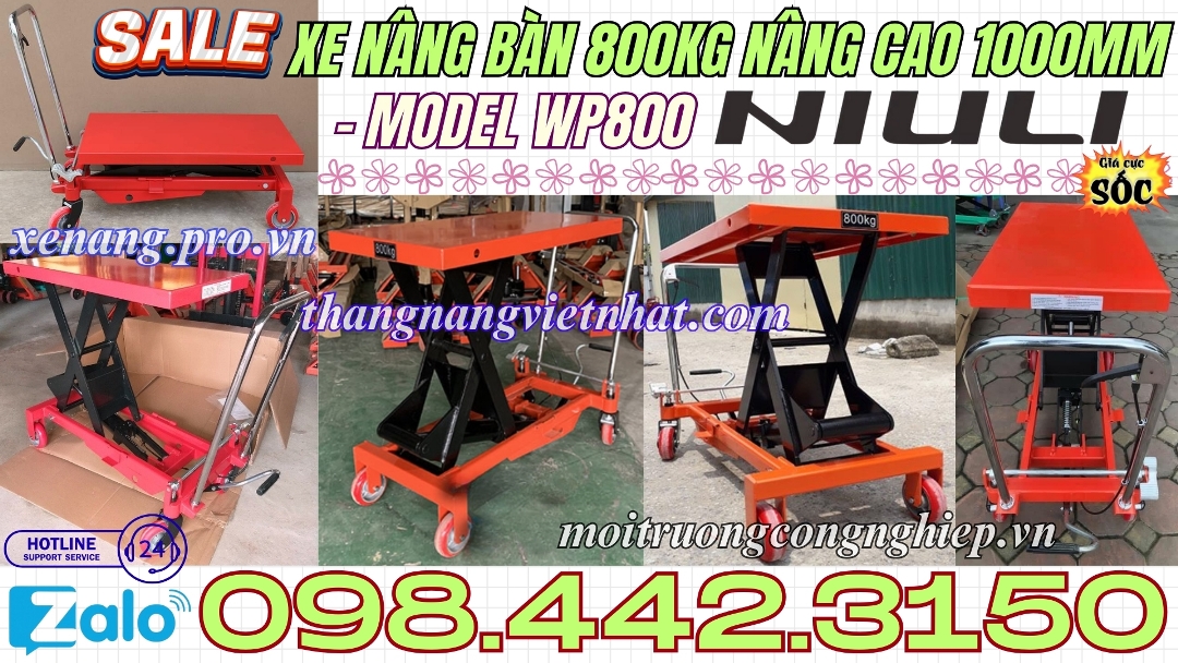 Xe nâng bàn 800kg nâng cao 1000mm