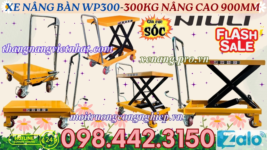 Xe nâng bàn WP300 - 300kg nâng cao 900mm