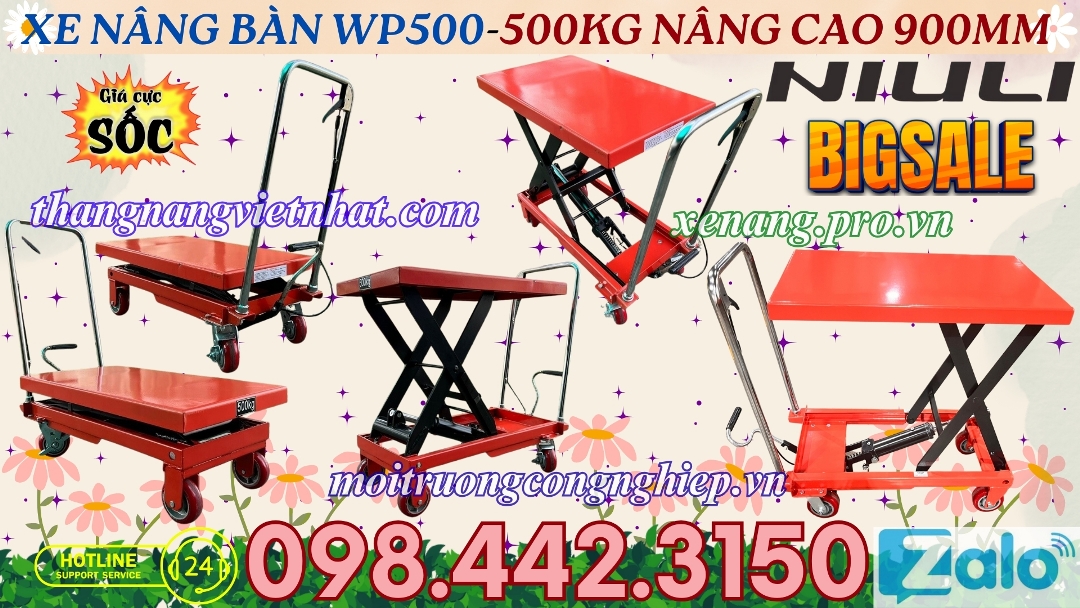 Xe nâng bàn WP500 - 500kg nâng cao 900mm