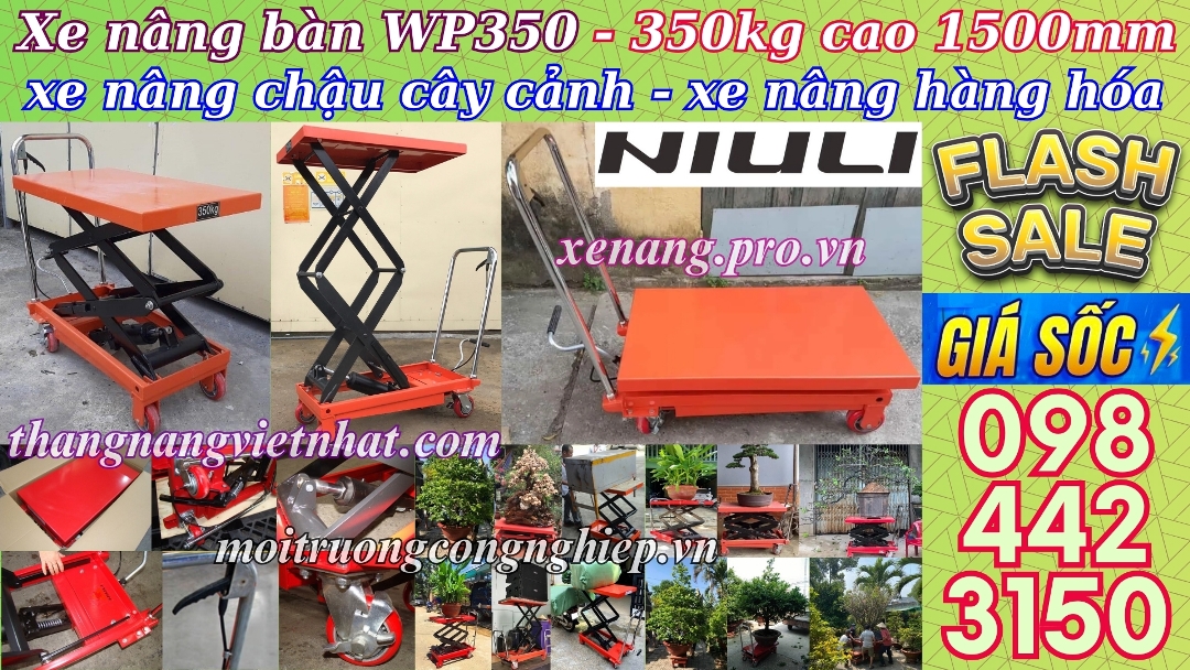 Xe nâng mặt bàn 350kg nâng cao 1.5 mét NIULI