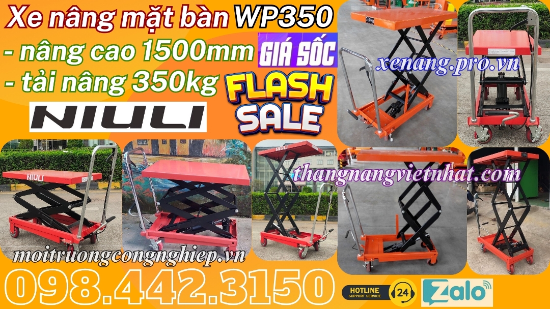 Xe nâng mặt bàn 350kg nâng cao 1.5 mét WP350 NIULI