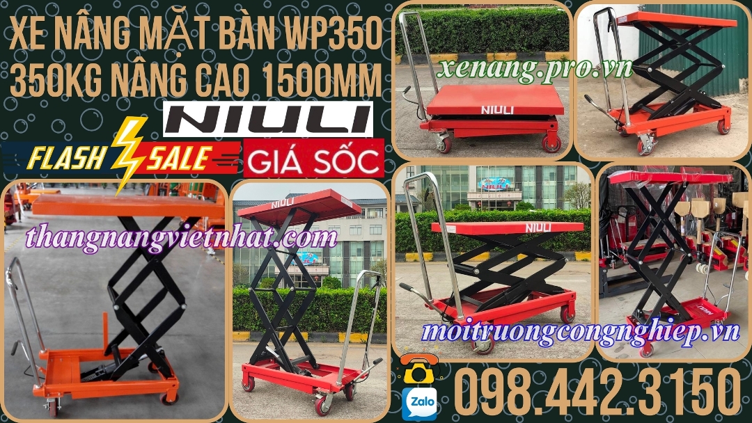 Xe nâng mặt bàn 350kg nâng cao 1500mm NIULI