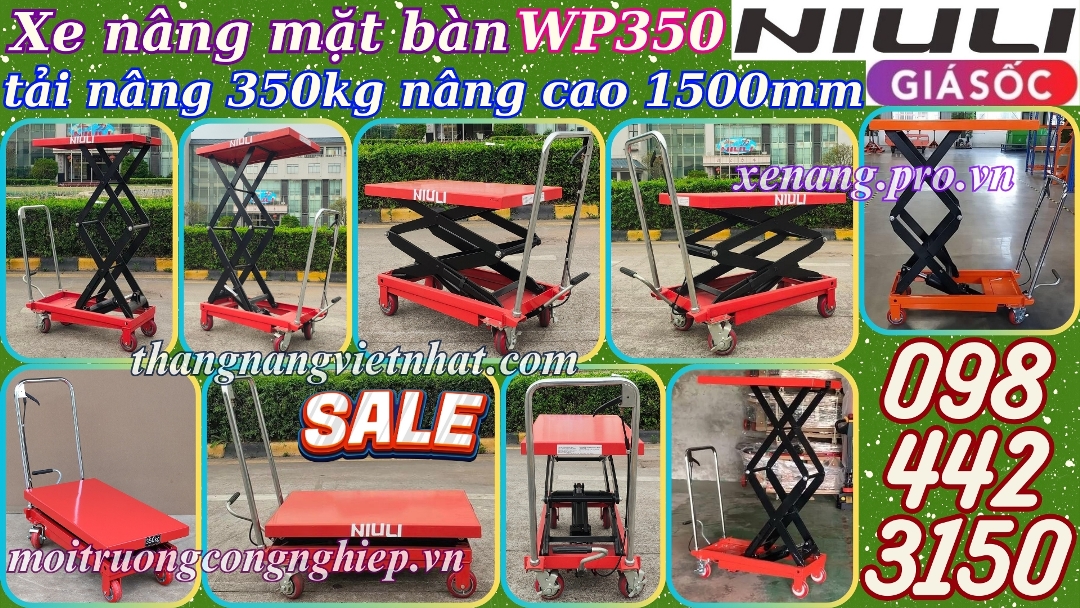 Xe nâng mặt bàn 350kg nâng cao 1500mm WP350