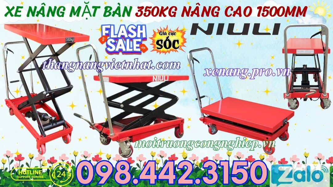 Xe nâng mặt bàn 350kg nâng cao 1500mm
