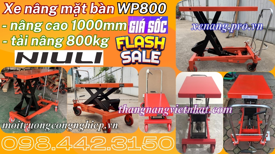 Xe nâng mặt bàn 800kg nâng cao 1 mét WP800 NIULI