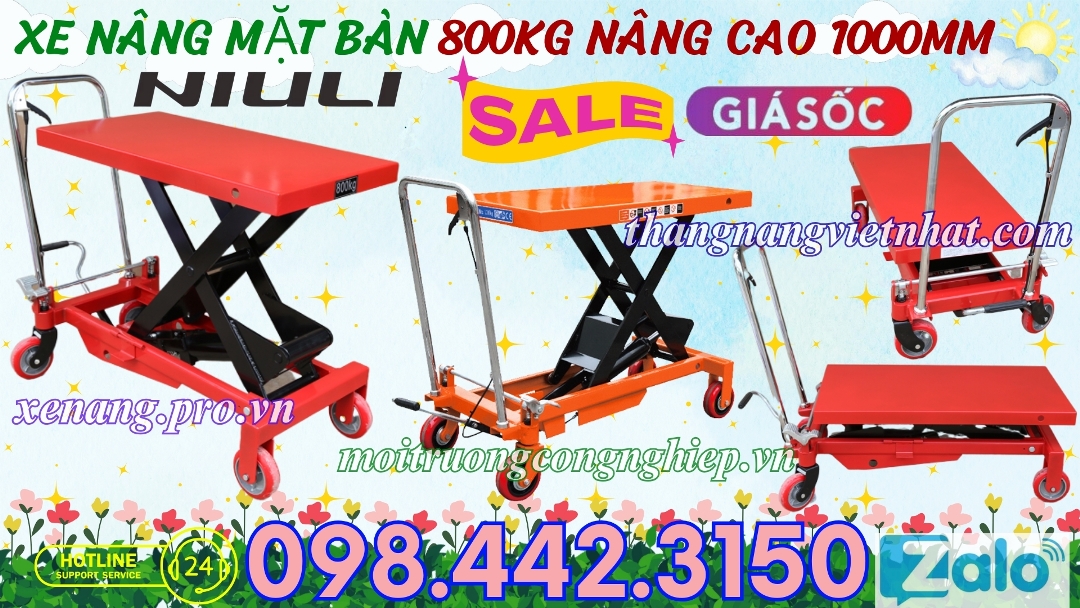Xe nâng mặt bàn 800kg nâng cao 1000mm