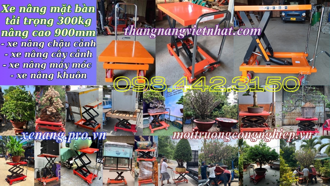 Xe nâng mặt bàn tải 300kg nâng cao 900mm