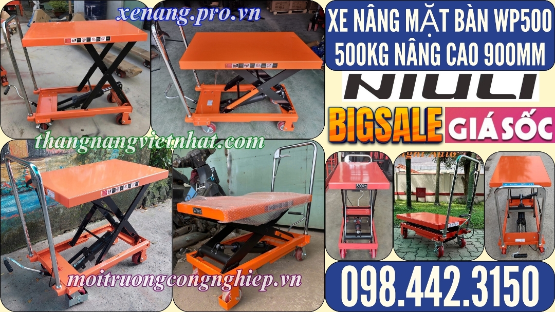 Xe nâng mặt bàn WP500 - 500kg nâng cao 900mm NIULI