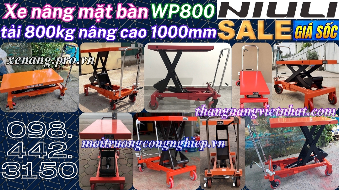 Xe nâng mặt bàn WP800 tải 800kg nâng cao 1000mm